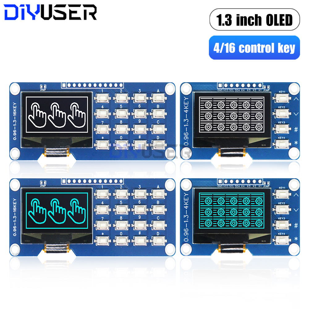 Raspberry Pi Keyboard - 1.3 Inch OLED Display with 4x4